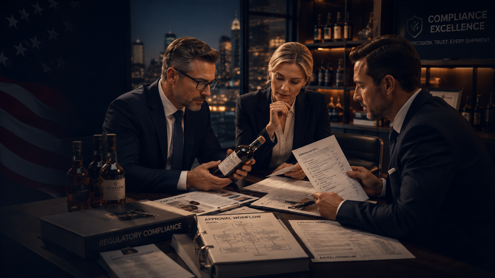 Compliance documents and beverage label review workflow