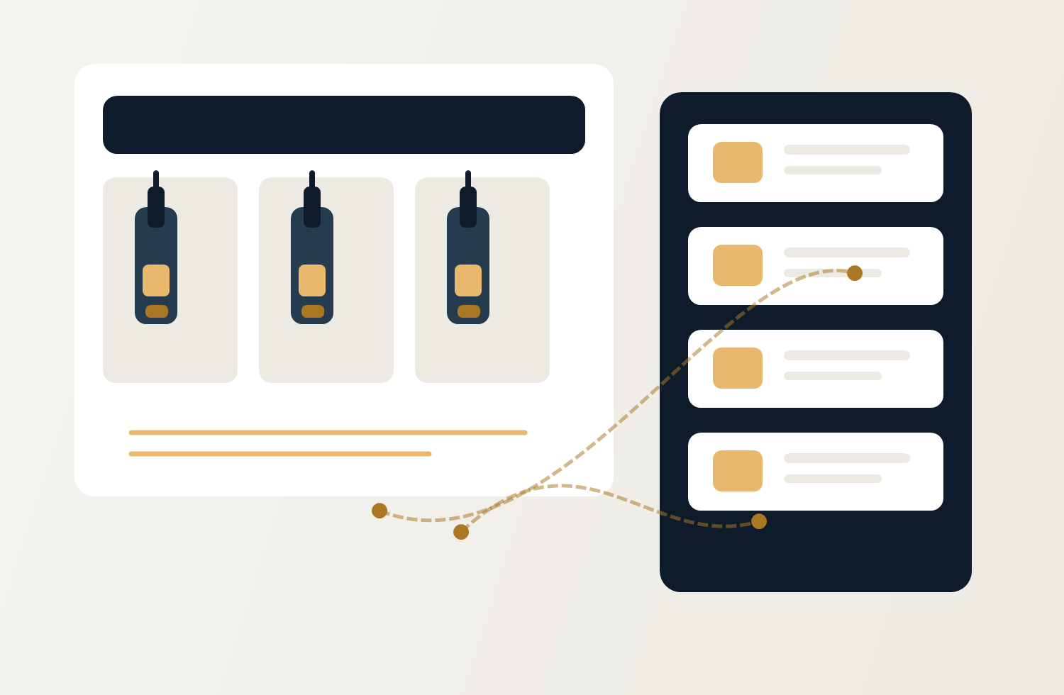 Marketplace operations interface with beverage products and order activity